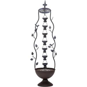 Alpine Corporation MAZ256 Indoor/Outdoor Floor Vintage Hanging 7-Cup Tiered Water Fountain, Rustic Waterfall, 41", Bronze