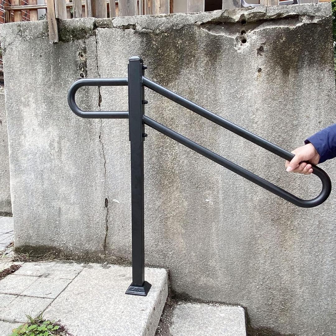 28"-8.5" L X 35.5" H Single Post Wrought Iron Handrails for Outdoor 1-3 Steps, Metal Outdoor Stair Railing, Railings for Steps,Fits Garage, Porch