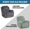 H.VERSAILTEX Recliner Chair Cover Velvet 1-Piece for Large Recliner, Soft Thick Luxury Furniture Protector with Elastic Bottom, Anti-Slip Foams Attached (Sea Grass, Large)