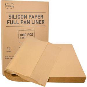 EcoDispose Non-Stick Precut Parchment Paper Baking Sheets Full Pan liner for Bake (16-3/8" x 24-3/8",Unbleached,1000PCS)