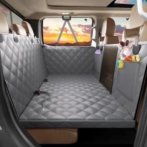 Back Seat Extender for Dogs-Upgraded Egg Crate Foam, Hard Bottom Dog Seat Cover for Truck Back Seat, Dog Hammock for Truck Crew Cab F150, RAM1500, Sierra, Silverado,Tundra, Titan (59x29)