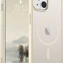 SUPFINE Magnetic for iPhone 15 Case (Compatible with MagSafe) (Military Grade Drop Protection) Slim Translucent Matte Shockproof with Anti-Fingerprint Phone Case, Antique White