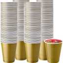 Zopeal 200 Pcs Plastic Cup Bulk 18 oz Disposable Tumblers Wedding Hard Plastic Party Wine Cups Fancy Beverage Drinking Soda Cocktail Glasses for Wedding Birthday Christmas(Gold)