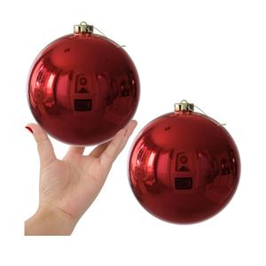 Rose Red 6.0" Christmas Balls - Extra Large Christmas Tree Decorations Shiny Shatterproof Balls Hanging Ornaments for Wedding Birthday Holiday Decorations, Set of 2pcs