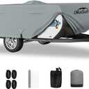 Pop Up Camper Cover 10'-12', 7 Layers Waterproof Pop-up Tent Trailer Cover Anti-UV Folding Camper RV Cover for Motor Home