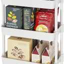 Laiensia 5-Tier Rolling Cart with Wheels,Multifunction Utility Storage Carts, Kitchen Storage Organizer,Mobile Shelving Unit for Bathroom,Laundry,with Classified Stickers,White