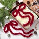 2 x Hoteam 6 Pcs Rustic Faux Fur Christmas Swag Bows 23" x 15" Vintage Large Furry Christmas Wreath Bow for DIY Xmas Staircase Tree Door Garland Fireplace Indoor Outdoor Decorations Craft(Burgundy)