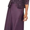 Alex Evenings womens Two Piece Mother of the Bride Dress With Lace Jacket (Petite and Regular Sizes) (14, Eggplant)