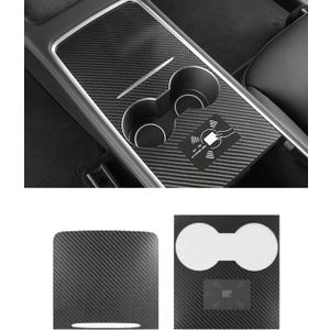 KKTR-CAR Carbon Fiber Center Console Wrap, Real Carbon Fiber Center Control Panel Compatible with Tesla Model 3 Model Y 2021 2022 2023 2024