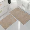 YIHOUSE Bathroom Rugs Sets 2 Piece Beige, Non Slip Bath Mats Sets of 2 Quick Dry, Absorbent Washable Thin Bathroom Rugs Fit Under Door for Elder, Sink, Laundry(16x24+16x32in)