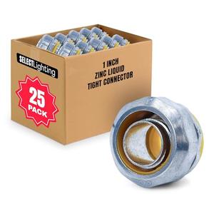 SELECT 25 Pack Lighting Zinc Liquid Tight Straight Connector, 1 Inch Electrical Connectors, Conduit Fittings, Safe and Rust Resistant