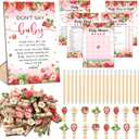 Patelai 321 Pcs Strawberry Baby Shower Game Supplies for Girl 5 Set Include 50 Activity Cards 20 Pencils 1 Don't Say Baby Sign 50 Clothespins for Price Is Right Prediction Bingo Game Party Decor