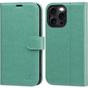 OCASE Compatible with iPhone 16 Pro Wallet Case, PU Leather Flip Folio Case with Card Holders RFID Blocking Kickstand [Shockproof TPU Inner Shell] Phone Cover 6.3 Inch 2024, Green