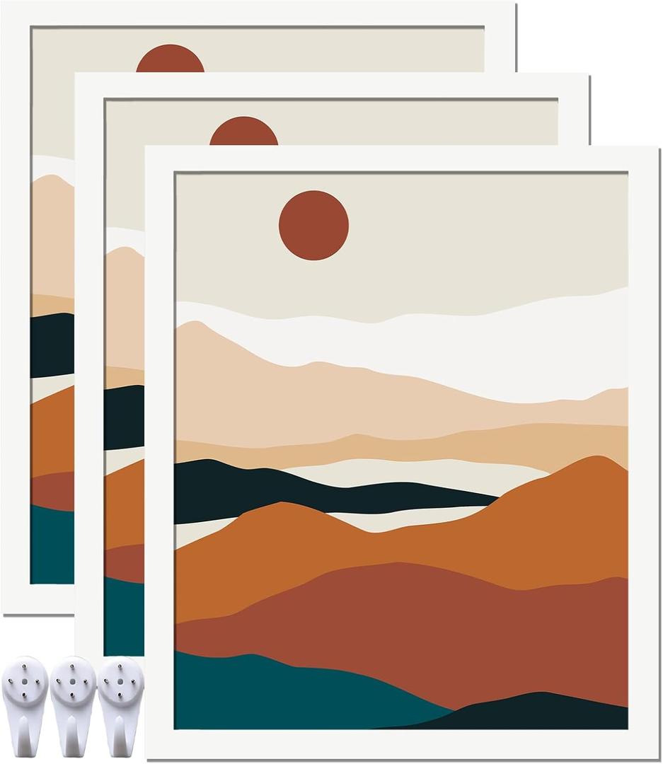 White 20x24 Picture Frame Set of 3, High Transparent Frame for 20 By 24 Photo Collage Canvas Poster Size Wall Mount and Tabletop Horizontally Vertically (White, 20 x 24 inches)