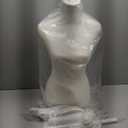 Female Linen Fabric Mannequin Torso Dress Form with Detachable Head, Two Wooden Hands and Height-Adjustable Metal Display Stand