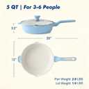 SENSARTE Nonstick Ceramic Skillet with Lid 12-inch, 5QT Non Toxic Deep Frying Pan, Saute Pan with Lid, Stay-cool Handle, Healthy Cooking Pot, Induction Compatible, Blue