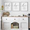Houmury Set of 3 Framed Farmhouse Bible Verses Wall Decor Sign 11x14 Christian Faith Scripture Wall Art for Home Living Room Bedroom Wall Decor (11"x14" Grey)