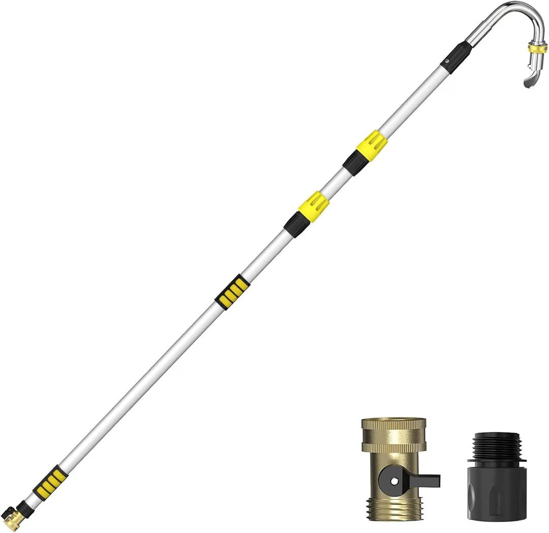 Gutter Cleaning Tools from The Ground, 12FT Reach Rain Cleaner with Bendable Wand and Quick Connect Adapter for Garden Hose