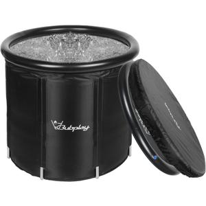 Bubplay Ice Bath Cold Plunge Tub with Cover for Indoor Outdoor for Recovery, Cold Water Therapy, Athletes & Adults -105 Gallons, Black, XL