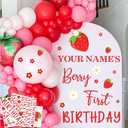 Name Custom Berry First Birthday Party Decal for Backdrop Sweet One Birthday Sign for Balloon Arch Strawberry 1st Birthdays Decor Supplies Baby Girls Birthdays Photo Background Vinyl Stickers