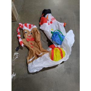 Christmas Inflatable Decoration  Happy Friendship Gingerbread Man & Snowman with Build-in LEDs Blow Up Inflatables forXmas Party Indoor, Outdoor, Yard, Garden, Lawn Winter Decor.