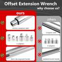 1/2" Offset Extension Wrench, Impact Ratchet Extender for Electric Drill with 6 Square Drive Adapters & Sockets(3/8" 1/4" 1/2" )High Torsion Steel Wrench Extender Slim Design for Tight Narrow Spaces