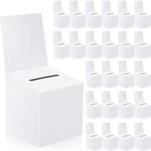 24 Pack Raffle Boxes Ballot Box with Slot, Cardboard Raffle Ticket Box with Slot, 6 x 6 x 6 Inch