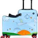 2025 Itsy Rider 20" Ride-on Suitcase for Kids with Double Spinner Red Wheels (Blue Flyer)