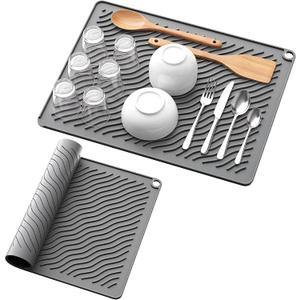 Kitsure 2 Pack Silicone Dish Drying Mat for Kitchen Counter, 17.5" x 13.8"
