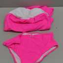 SUUKSESS Women Tummy Control Tankini Bathing Suit Ruffle High Waisted Swimsuit (Medium, 60 Hot Pink)