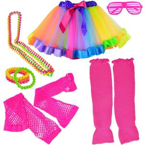 1980s Outfits Clothes Shirts Dress for Girl Neon (L)