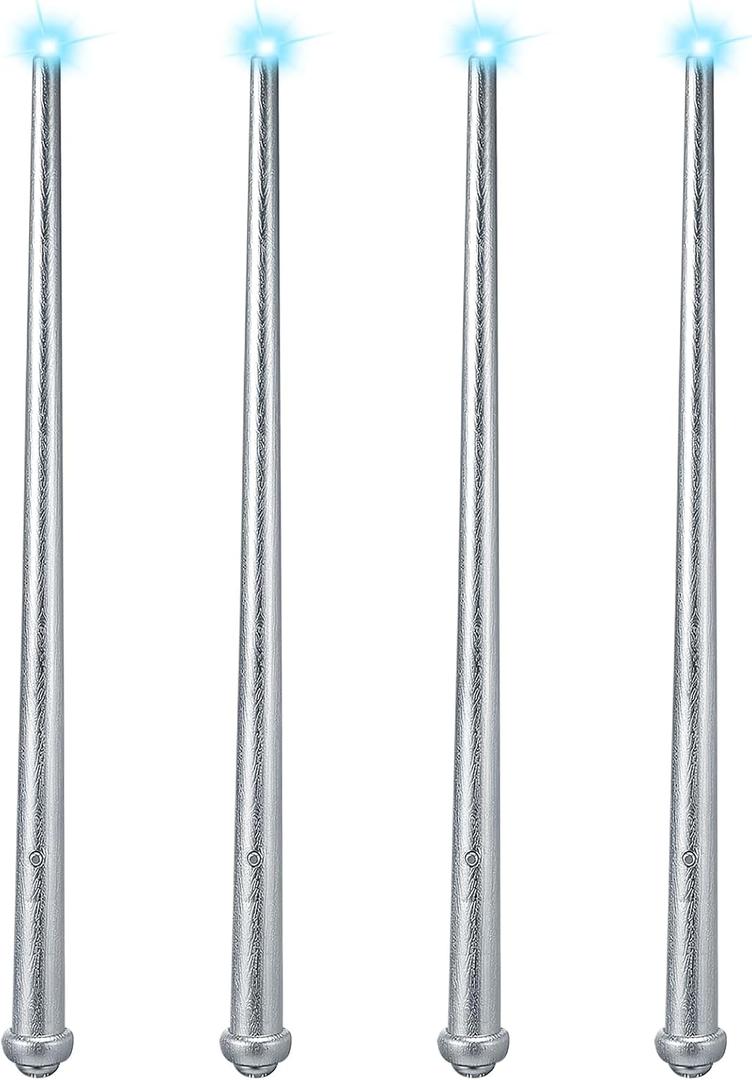 Sumind 4 Pieces Light up Wand Fairy Princess Magic Wands with Sound, Illuminating Witch Wizard Wand, Costume Accessory for Christmas Birthday Party Gift Favors(Silver)