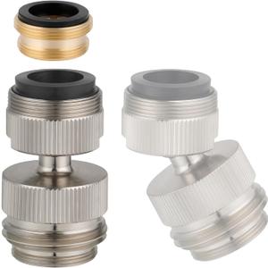 Hibbent Faucet Adapter Kit, Swivel Aerator Adapter to Connect Garden Hose - Multi-Thread Kitchen Sink Faucet to Garden Hose Adapter 3/4 Inch - Brushed Nickel