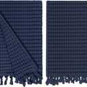 GILDEN TREE Decorative Waffle Hand Towels for Bathroom, 20x35 Large, Quick Drying Fingertip Towel, 2 Pack, Modern Style (Midnight Blue)