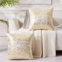 EUCIOR Champagne Throw Pillows 20x20,Gold and White Pillow Covers,Set of 2,Glitter Decorative Velvet Pillow Covers,Solid Color Cushion Covers for Sofa Bedroom Car