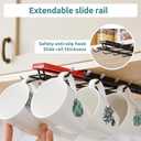 LiaMeE Sliding Mug Hooks Under Cabinet - Pull Out Coffee Cup Holder Rack with 12 Hooks, Metal Under Shelf Mug Organizer for Kitchen, Space Saving Hanging Storage (Black,2PCS)