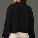 Women's Open Front Cropped Cardigan Lightweight Fall Long Sleeve Waffle Knit Cardigans (Black, S)