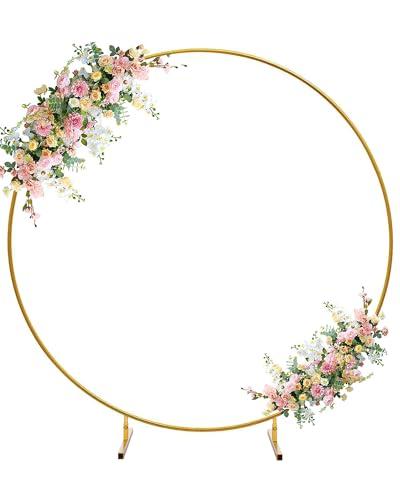 GUANSEN 6.6 FT Round Arch Backdrop Stand, Gold Metal Circle Balloon Arch Stand Wedding Arch Frame for Ceremony Birthday Party Graduation Christmas Decoration