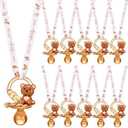 Coume 36 Pcs Baby Shower Pacifiers Necklace Bear Bottle Acrylic Baby Pacifiers Party Favors Acrylic Pacifiers Charm Necklace for Guest Baby Shower Gifts Table Scatter Decorations