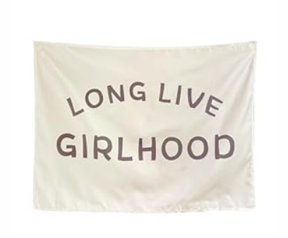 Room Decor, Long Live Girlhood Polyester Banner, Fabric Tapestries Decoration for Toddler Room Nursery, Tapestries 36x26 in 