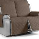 VANSOFY Waterproof Recliner Couch Covers, Sofa Covers 1-Piece Washable Reclining Sofa Cover Non-Slip Furniture Protector with Elastic Straps Pocket for Dogs, Pets (Brown,2 Seater)