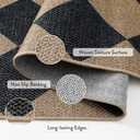 Lahome Checkered Easy Jute 5x7 Area Rugs, Washable Outdoor Patio Rug for Living Room Diamond Indoor Outdoor Carpet, Farmhouse Geometric Non Slip Black Carpet for Backyard Dining Room