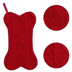 Dog Christmas Stocking, Knit Christmas Stocking for Dogs, Bone Shape Dog Stocking Christmas Large Pet Stockings Hanging Dog Christmas Stocking for Dogs Cats Pets
