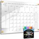 Classic Acrylic Calendar for Wall | Oversize| Clear Home Office Glass Calander Dry Erase Board Large Reusable Whiteboard Big Monthly Family Planner 9X Liquid Chalk Markers (36" X 24")