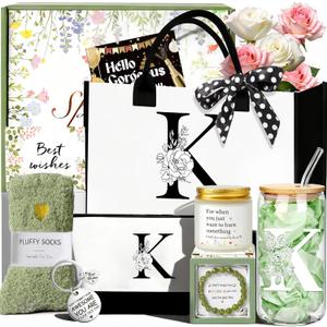Awfrky Birthday Gifts for Women, Personalized Christmas Gift for Women, Monogrammed Initial Gift for Her Mom Grandma Teacher Wife Friend Daughter Sister Girlfriend, Get Well Thank you Gifts (K)