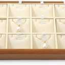 Oirlv Solid Wood 9 Grid Liner Pendant Jewelry Organizer Tray Jewelry Drawer Organizer(Creamy-White)