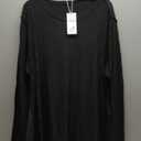 SAMPEEL Sweaters for Women Long Sleeve Shirts V Neck Tops with Buttons Fall Fashion Outfits Winter Clothing 2025 (XX-Large, Black)