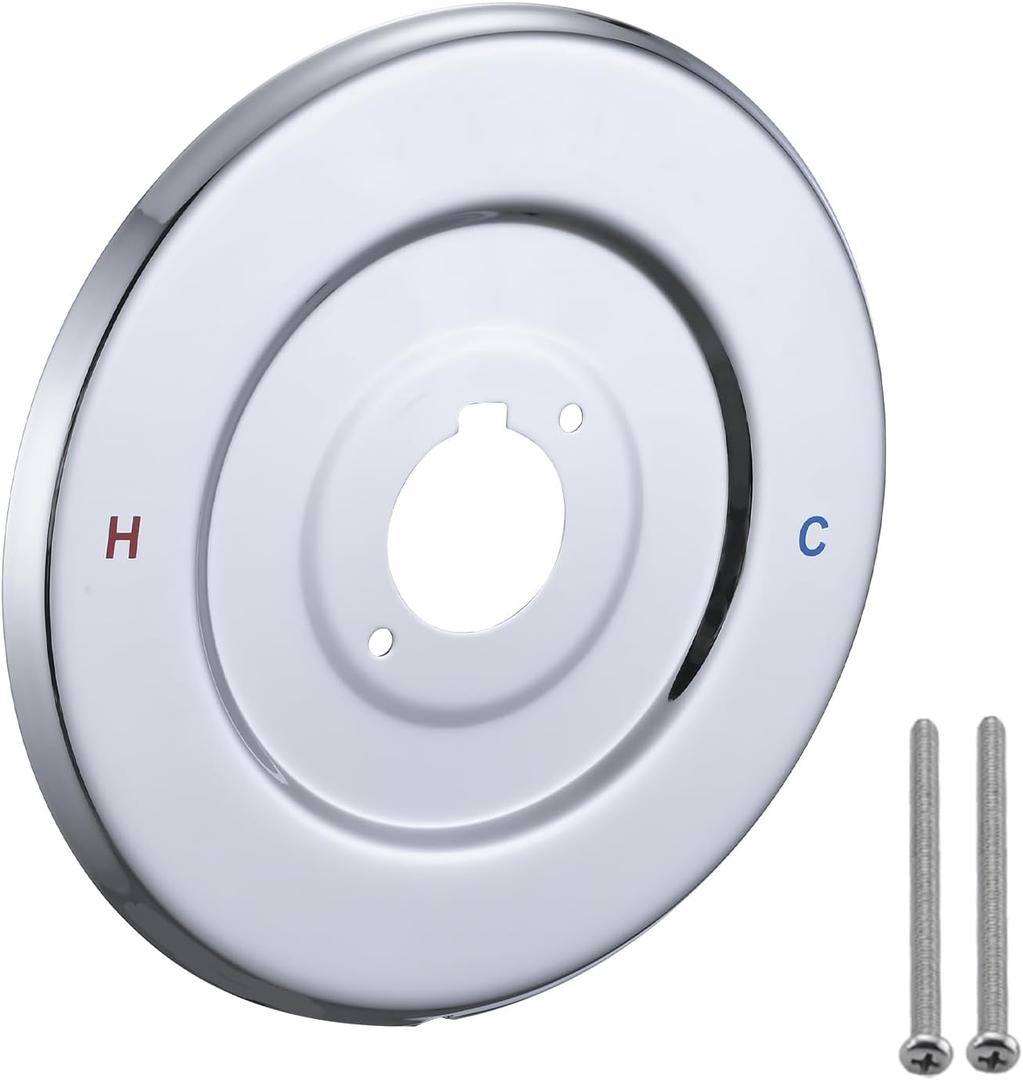 Replacement Escutcheon Plate for Moen Gibson Posi-Temp, for One-Handle Tub and Shower Faucets, Single Metal Round Shower Escutcheon Kit, Chrome