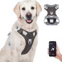 TagME No Pull Dog Harness with 2 Leash Clips,Lightweight & Visible for All-Day Walking, No Choke Pet Vest Includes AirTag Holder for Large Dogs,Black (Dark Gray)
