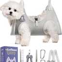 Loflaze Dog Grooming Hammock Harness for Dogs & Cats with Pet Nail Clipper Trimmer - Cat Hanger Sling for Trimming Clipping Nails- Dog Hammock Restraint Bag for pet Grey S
